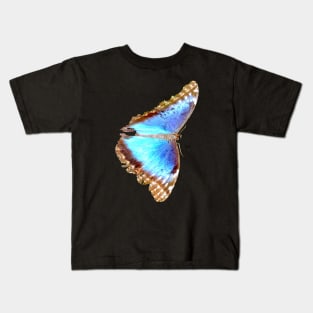 Morpho Butterfly on black Kids T-Shirt